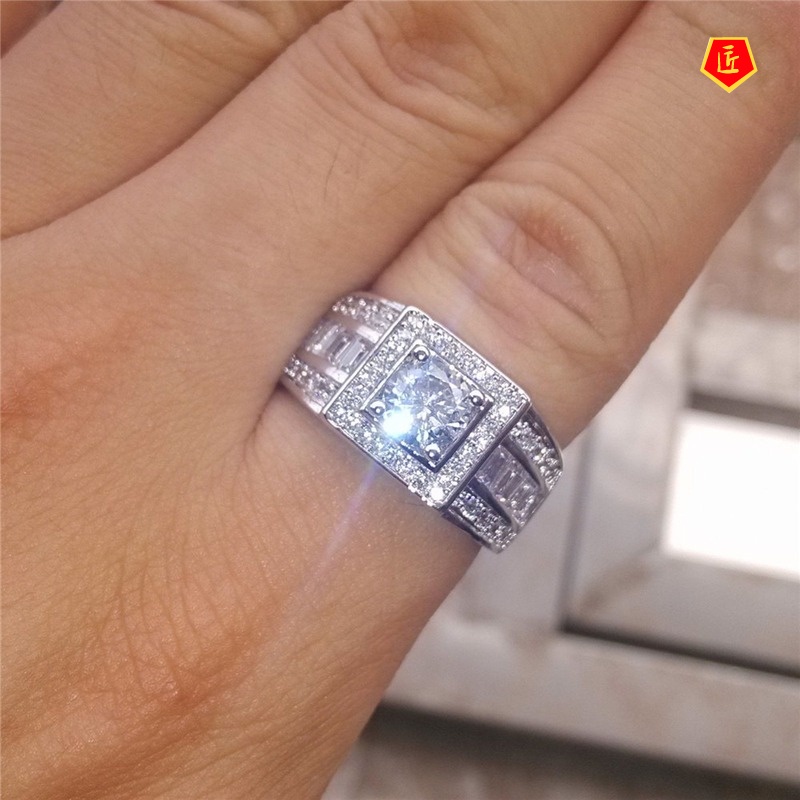 [Ready Stock]Fashion New 18K Platinum Diamond Ring Fashion