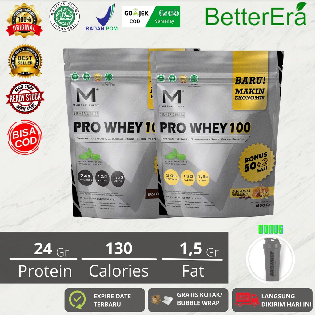 M1 ProWhey 100 4LBS Free Shaker Pro Whey - Muscle First Protein Gym Fitness 4 LBS Chocolate Coklat &