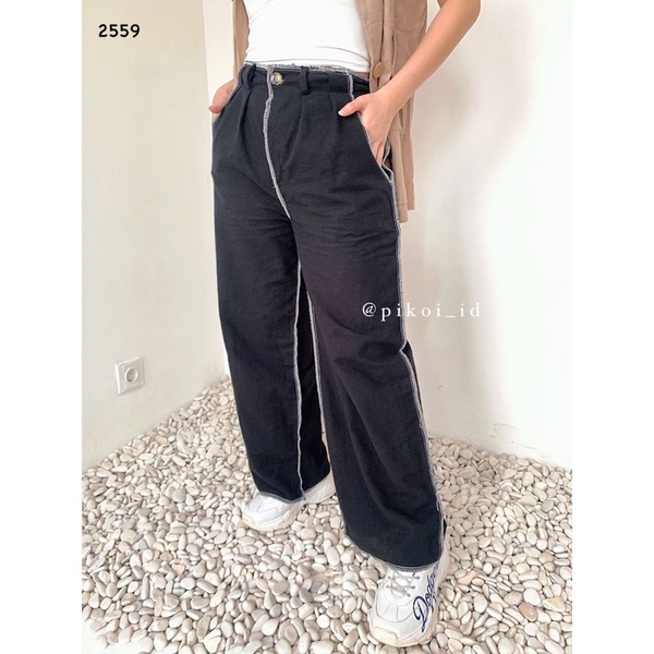 Kulot Linen Import Highwaist / Cullote Pants / Wide Leg Cullotes / Celana Kulot Wanita / 2559