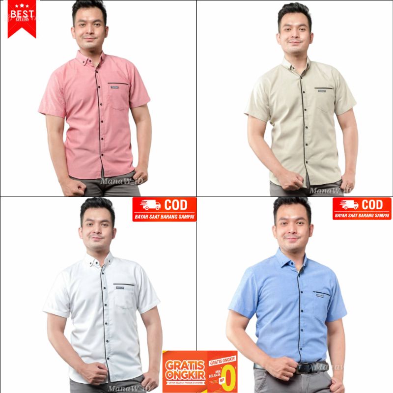 kemeja pendek pria / kemeja polos lengan pendek list / kemeja pendek kantor / kemeja pendek casual import / kemeja pendek polos distro terbaru 2021