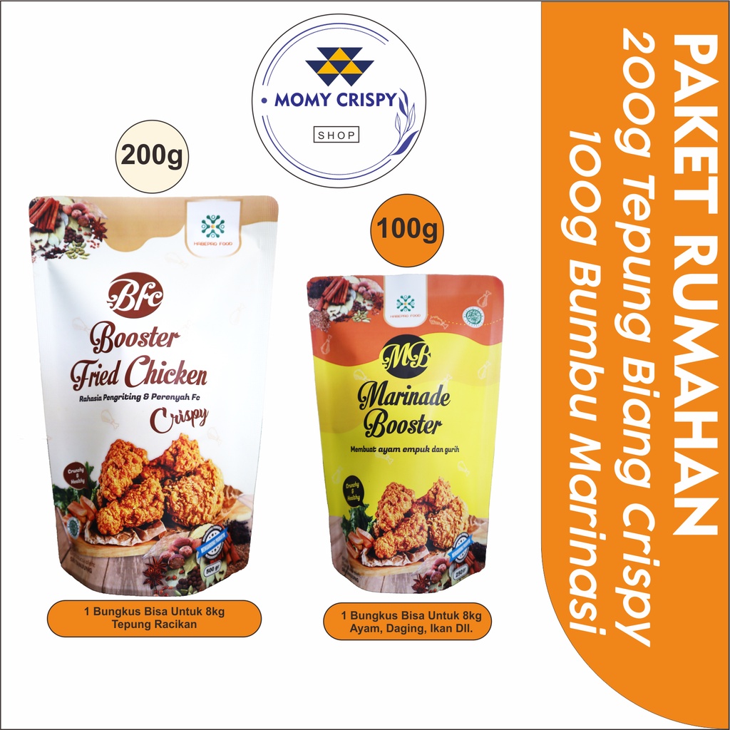

TEPUNG KRISPY - TEPUNG KRISPI - TEPUNG CRISPY - TEPUNG FRIED CHIKEN - TEPUNG KENTUCKY - BIANG TEPUNG KRISPI - BOOSTER FRIED CHICKEN - BUMBU MARINASI - PAKET RUMAHAN BFC 200 g dan MB 100 g