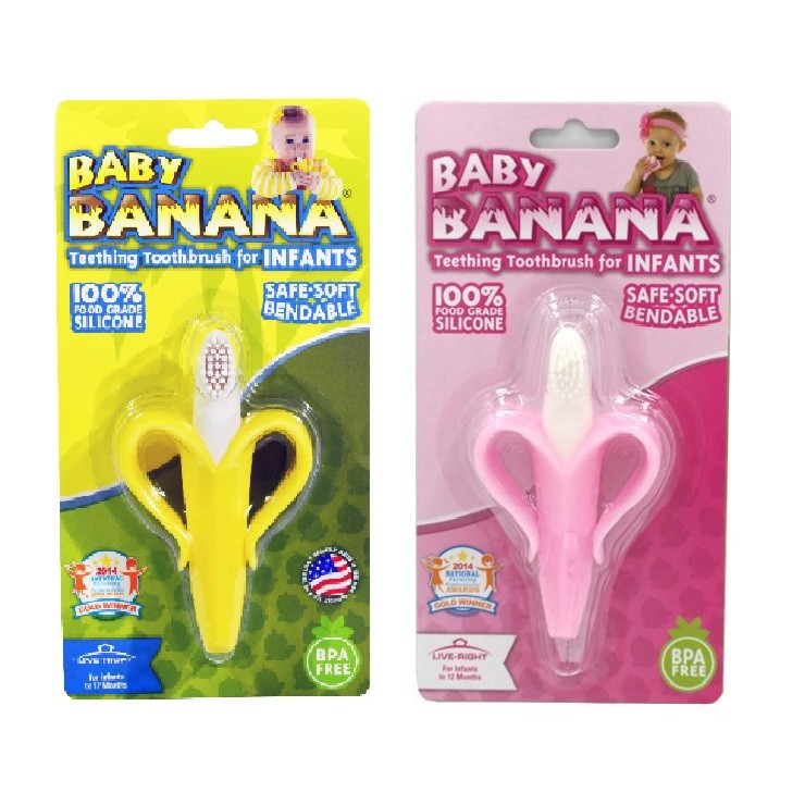 gigitan pisang bayi, gigitan Banana teether baby toothbrush gigitan bayi sikat gigi bayi