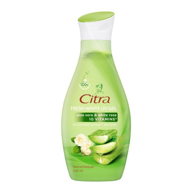 CITRA FRESH WHITE  UV GEL ALOE VERA &amp; WHITE ROSE 10 VITAMINS - 230ML