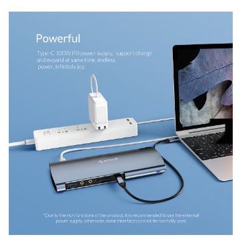 Type-C to HUB ORICO hdtv vga rj45 mini display port audio Pd usb Tf Sd 12in1 Multi-Function CDH-X1M