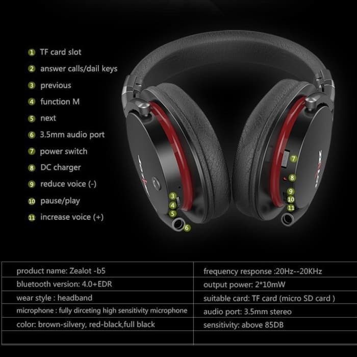 Headset Bluetooth Zealot B5