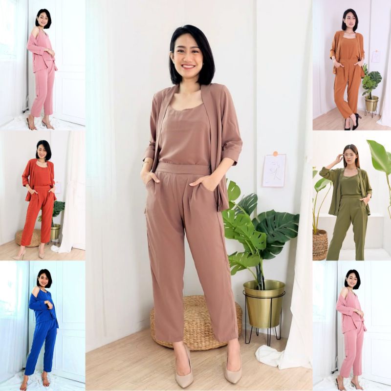 SETELAN WANITA TERBARU 2022 > SET MARIABETH 3 in 1 - SET KEKINIAN - WANSET - ONE SET - SETELAN WANIT