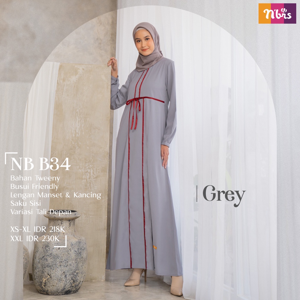 Nibras NB B34 Gamis Wanita Bahan Tweeny Dress Muslimah Polos Syari