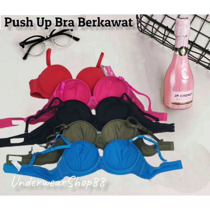 Bra|Bh Pushup Polos Berbusa Tebal Berkawat/Bra PushUp Import Premium/PushUp Bra Murah/Kait 2/Size 36 - 32