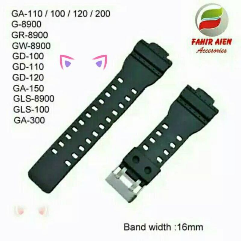 RUBBER STRAP TALI JAM CASIO G-SHOCK GA300 GLS100 GA 300 GLS 300 FREE PEN