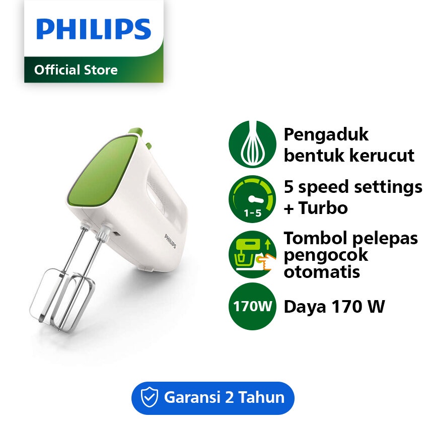 (BISA COD) PHILIPS MIXER HR1552 HR 1552 170W PENGOCOK TELUR PENGOCOK ADONAN KUE HIJAU ABU MERAH GARANSI RESMI