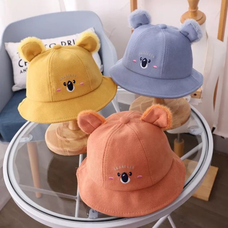 TOPI BUCKET FASHION ANAK BAYI BALITA MOTIF KOALA BULU LUCU BABY HAT IMPORT-2