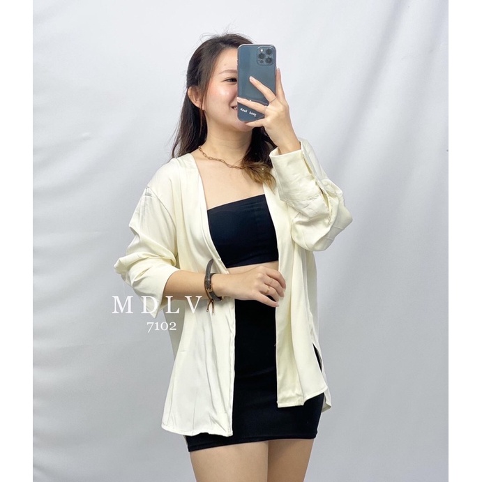 MDLV ~ 7102 Nectaria Satin Cardigan Free Belt Women Satin Cardigan Import Cardigan Satin Lengan Panjang Wanita Fashion import