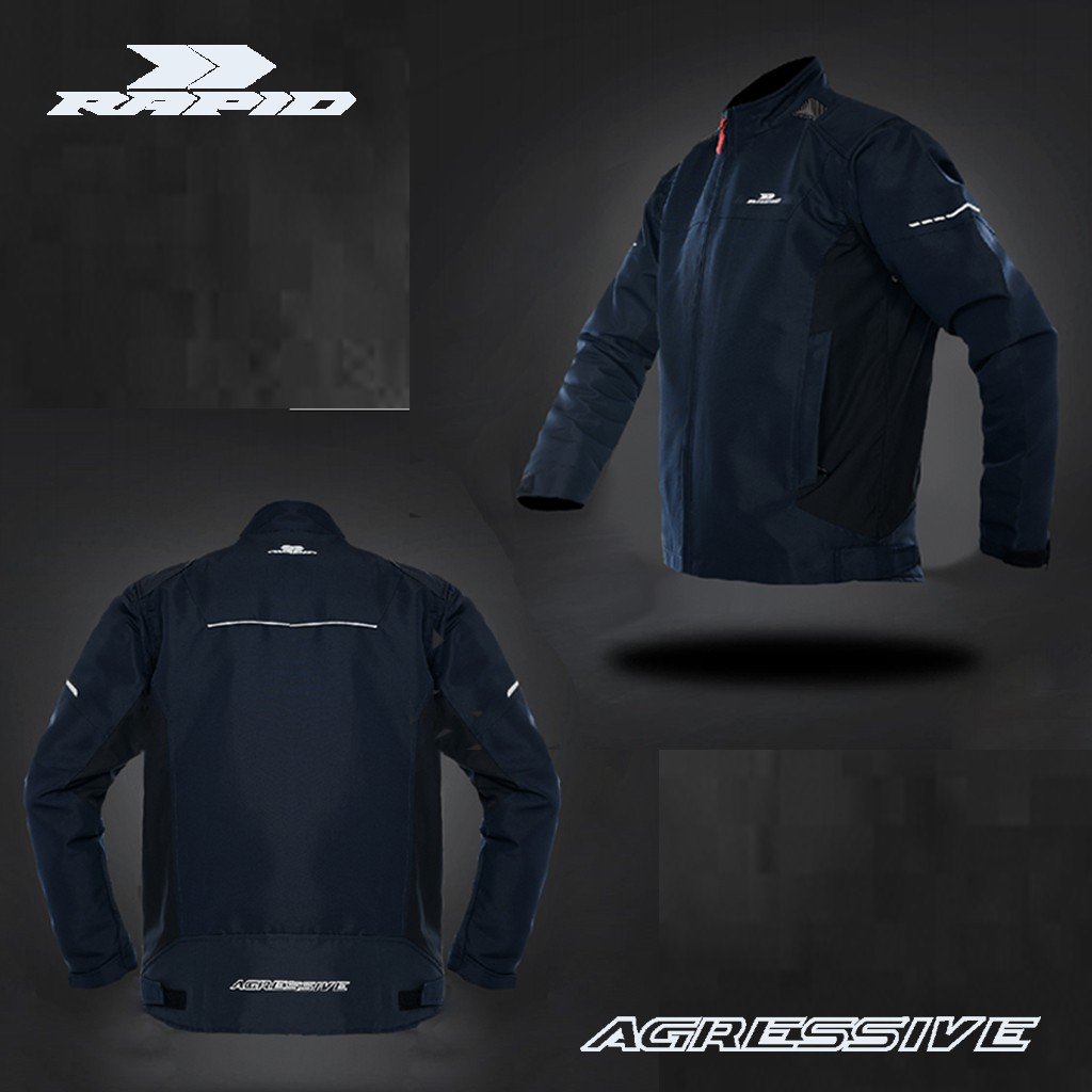 Jaket motor pria anti angin RAPID AGRESSIVE reflektif printing