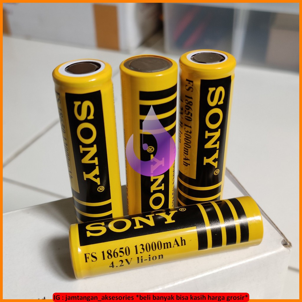 BATU BATERAI BATREI SONY FS 18650 RECHARGEABLE 13000mAh 4.2V KUNING