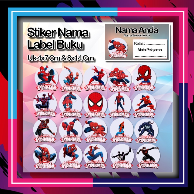 

Stiker Spiderman animasi kartun venom laba hitam anime Karakter Lucu Custom Lebel Nama cromo murah 20 Varian berbeda Octane Pelajaran sekolah No 2