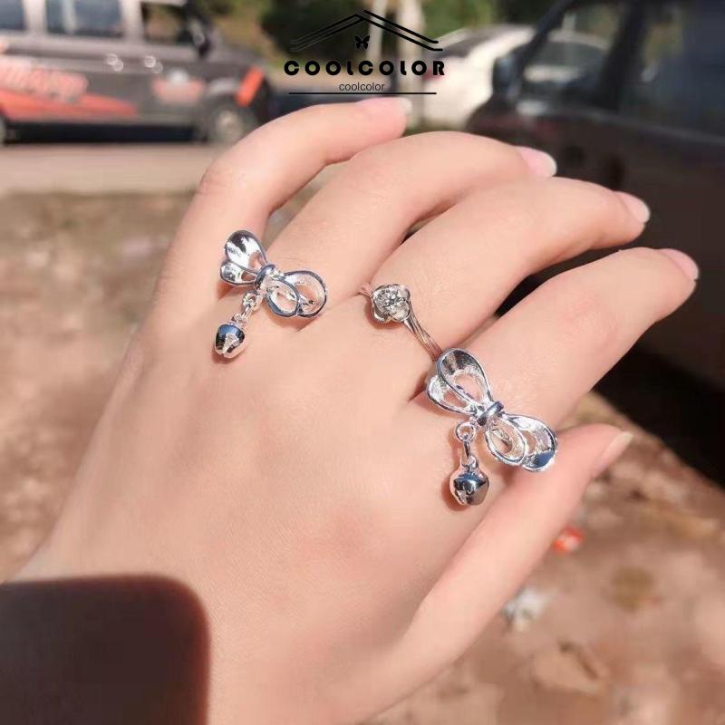 Murah❤️Cincin Perak lonceng  Busur Bell kupu-kupu Yang Dapat Disesuaikan Wanita Perhiasan Ring Aksesoris Ready Stock