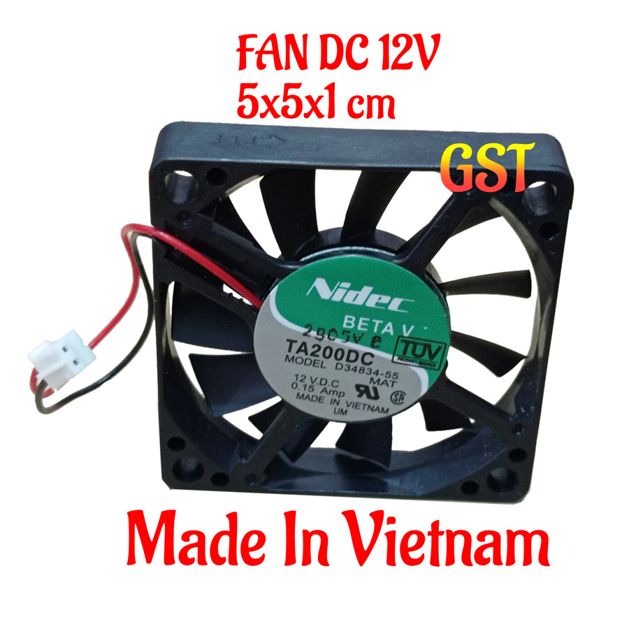 Kipas Fan Dc 12v 5x5x 1 Cm Cooling Fan 12 Volt Dc 5 X 5 Cm Nidec