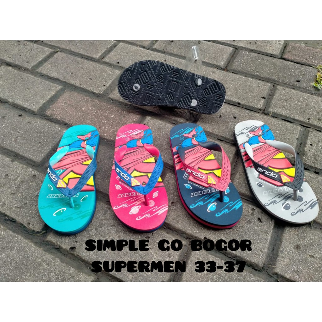 SANDAL JEPIT ANAK SD SMP MERK ANDO KARAKTER SUPERMAN  SPM 103 33-37