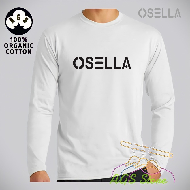 Kaos Distro Osella Text Premium Black Lengan Panjang T-Shir Pria Dan Wanita