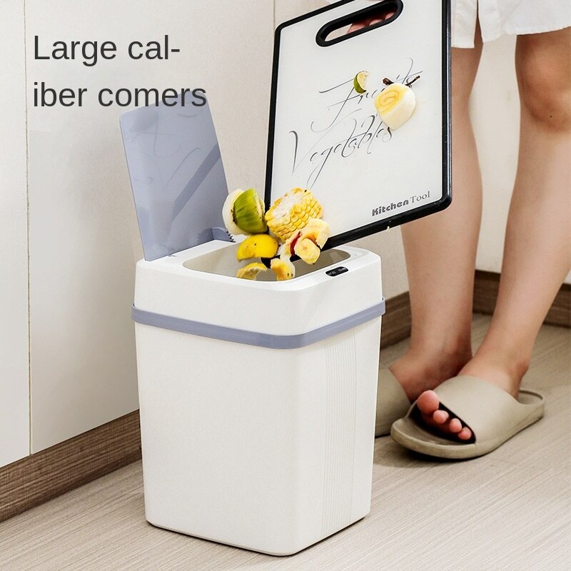 Tempat Sampah Sensor Usb Elegan Kotak Sampah Otomatis Smart Trash Can Motion Sensor Dustbin 16L