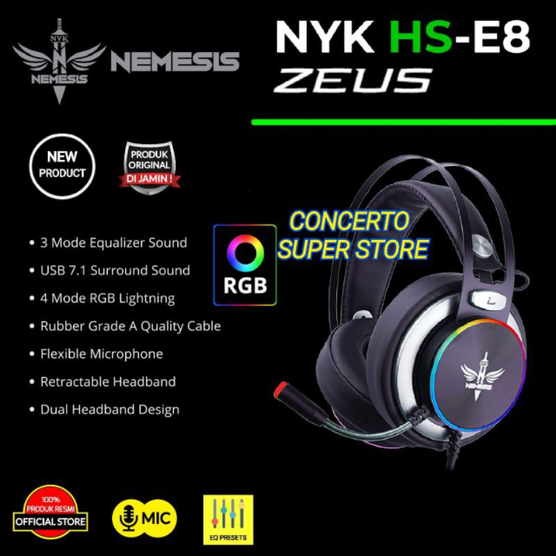 NYK NEMESIS ZEUS RGB Gaming 7.1 Surround Sound Headset Original