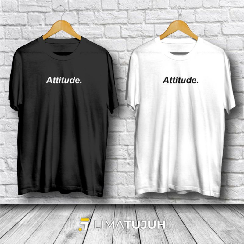 Kaos Baju Distro Motif Tulisan Attitude Bahan Premium