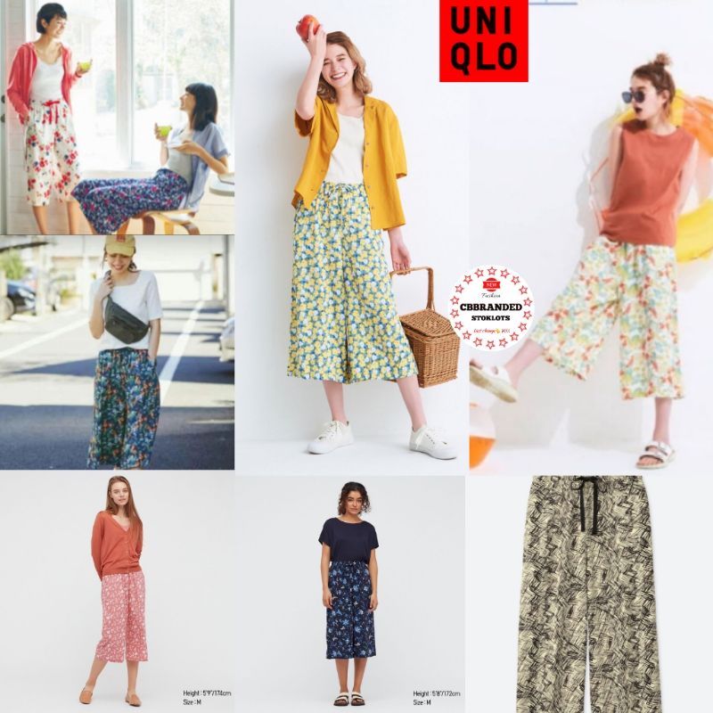 Celana wanita Kulot Uniqlo**7/8 Capri Motif