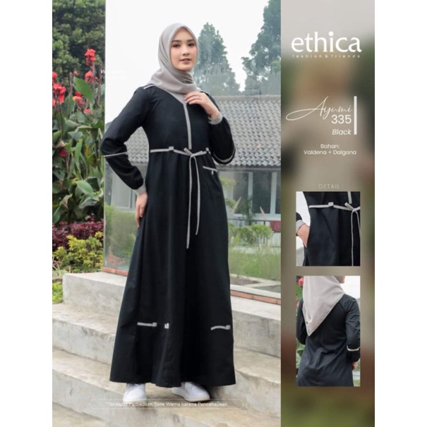 Gamis casual Ayumi 335 Black Dan Maroon