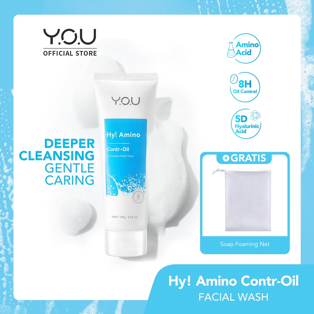 YOU Hy! Amino Facial Wash | Oil Control, Hydrating, Brightening, Anti-Acne, Sabun Cuci Muka