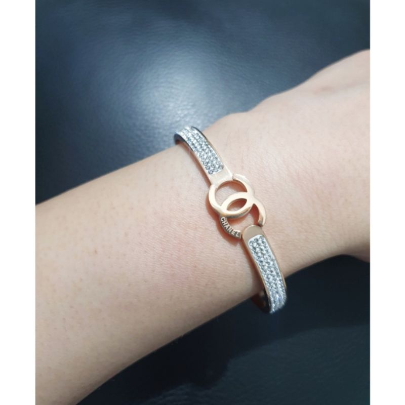 Gelang Titanium Asli Channel Rosegold Premium Anti Karat Anti Alergi Bracelet Stainless Steel Ori 20193