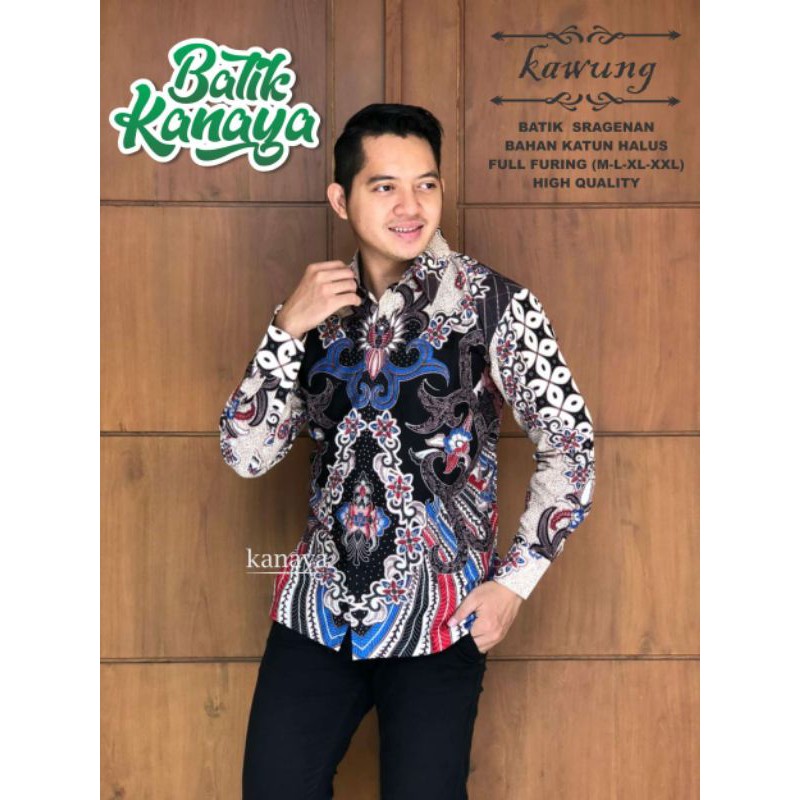 Kemeja Batik Lengan Panjang KAWUNG Batik Pria Lapis Furing