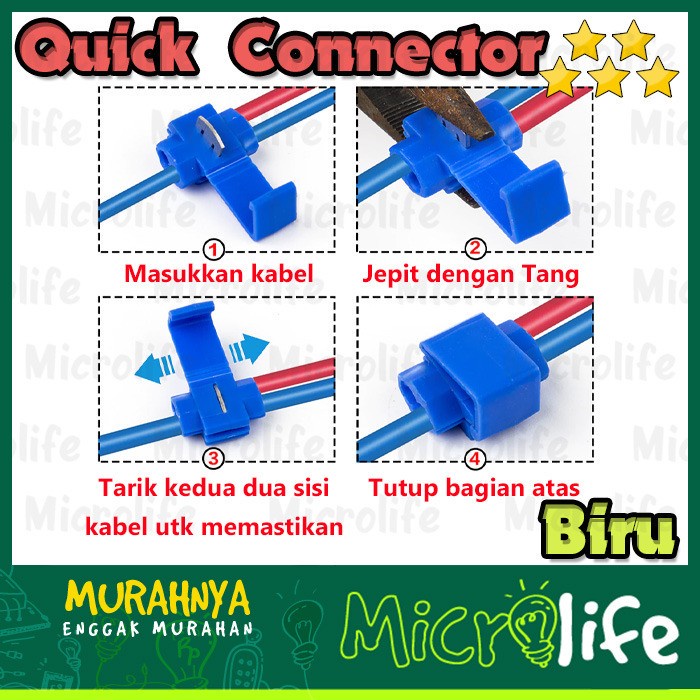 Konektor Kabel Jumper Terminal Quick Connector Biru Lipat