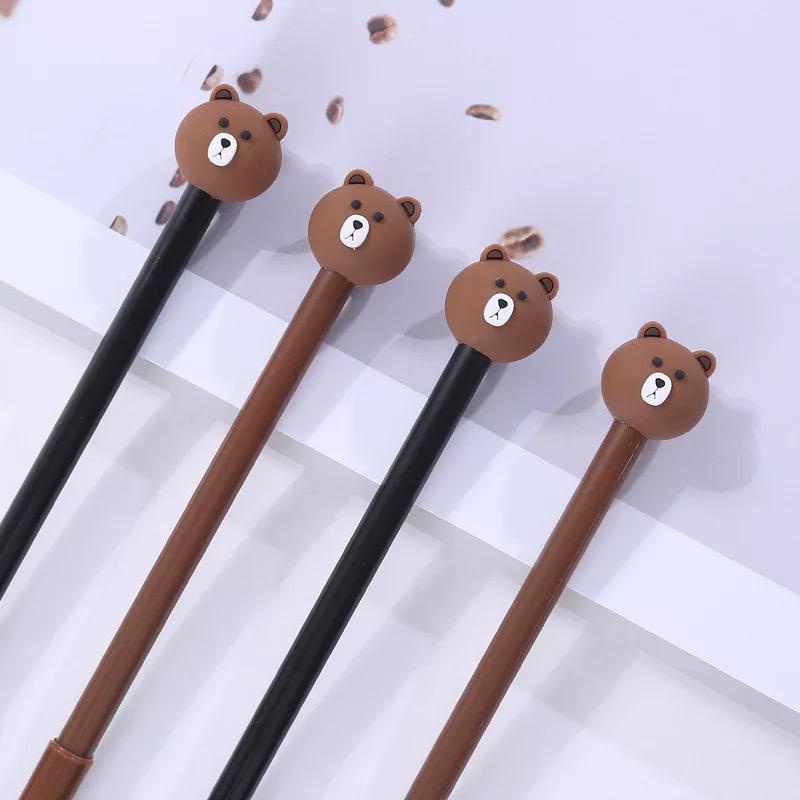 ☛TK☚ Pulpen Karakter Lucu Model Brown Cute Tinta Gel Black Pena R077