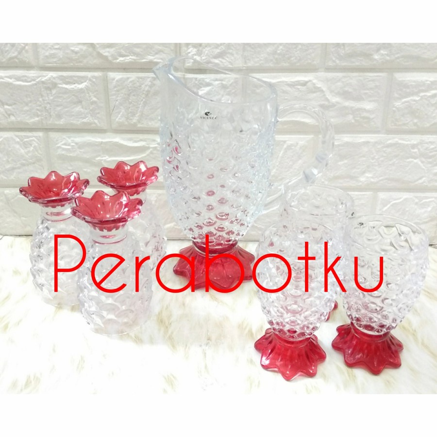 [ KHUSUS GOSEND/GRAB ] Gelas Set Nanas+Teko VGC 089 Warna / Gelas Cantik / Gelas Bentuk Nanas