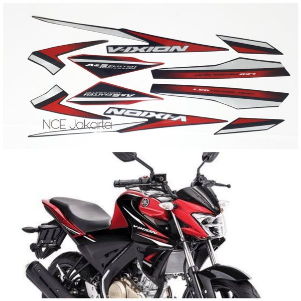 STIKER STRIPING VIXION 2018 MERAH HITAM