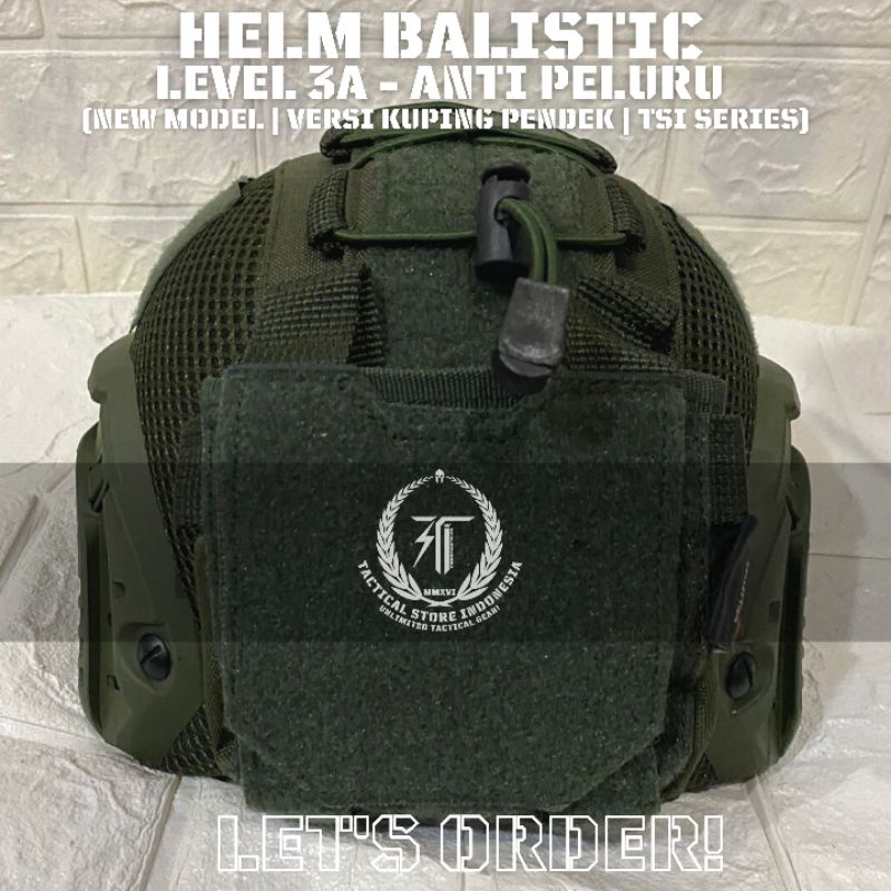 EXCLUSIVE TSI - Helm Balistic ASLI Level 3 A Versi Kuping Pendek - Helm Tactical Baja Warna Hijau