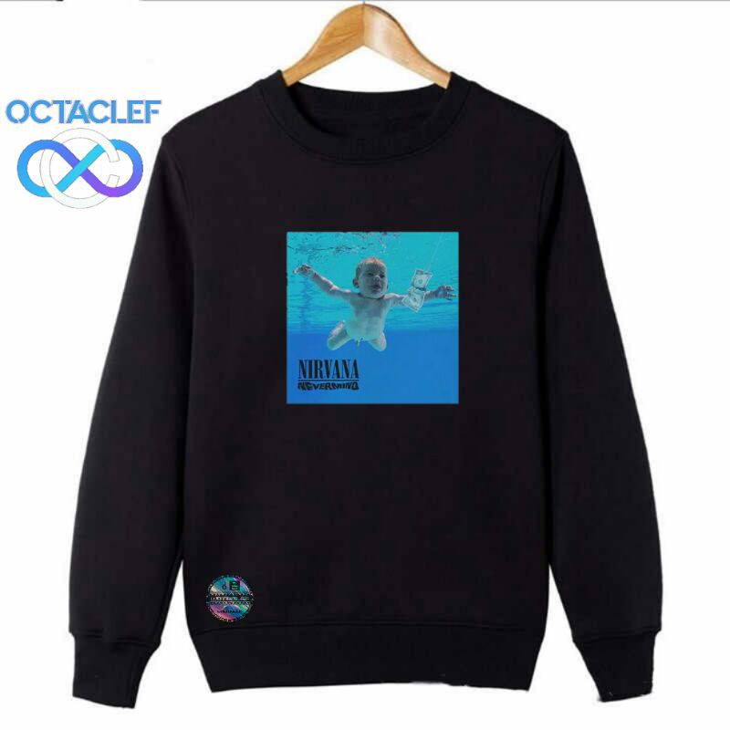 OCTACLEF Crewneck Sweater Sweatshirt Jaket Printing DTG Music Band Nirvana Unisex Pria Wanita