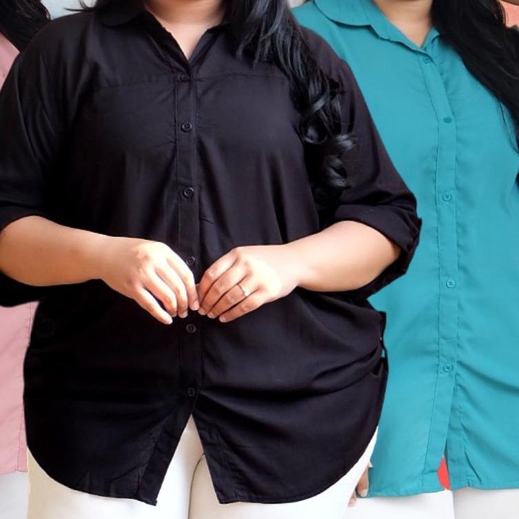 ➭ KEMEJA JUMBO WANITA LD 130 POLOS XXXXL KEKINIAN ➤