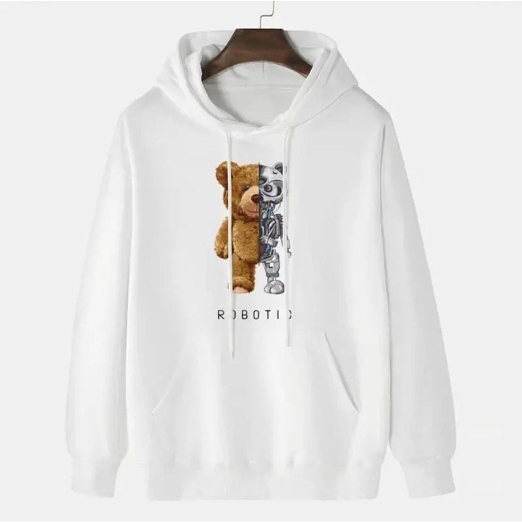 JUMPER UNISEX OVERSIZE BEAR ROBOTIC // HOODIE CASUAL PREMIUM SIZE M TO XXL FLEECE TEBAL LEMBUT TERBARU,