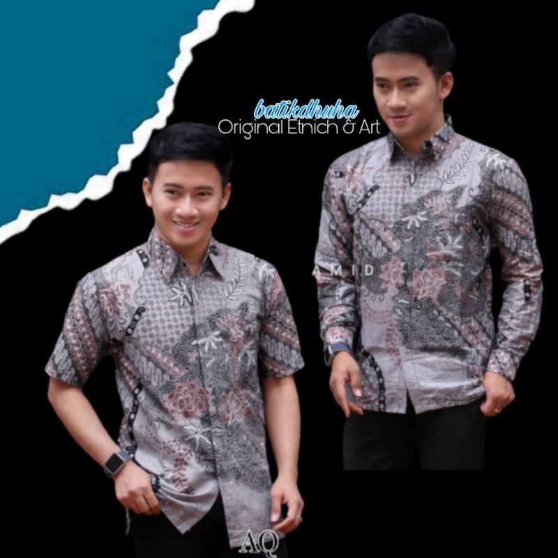 ATASAN BATIK WARNA ABU GREY M L XL XXL