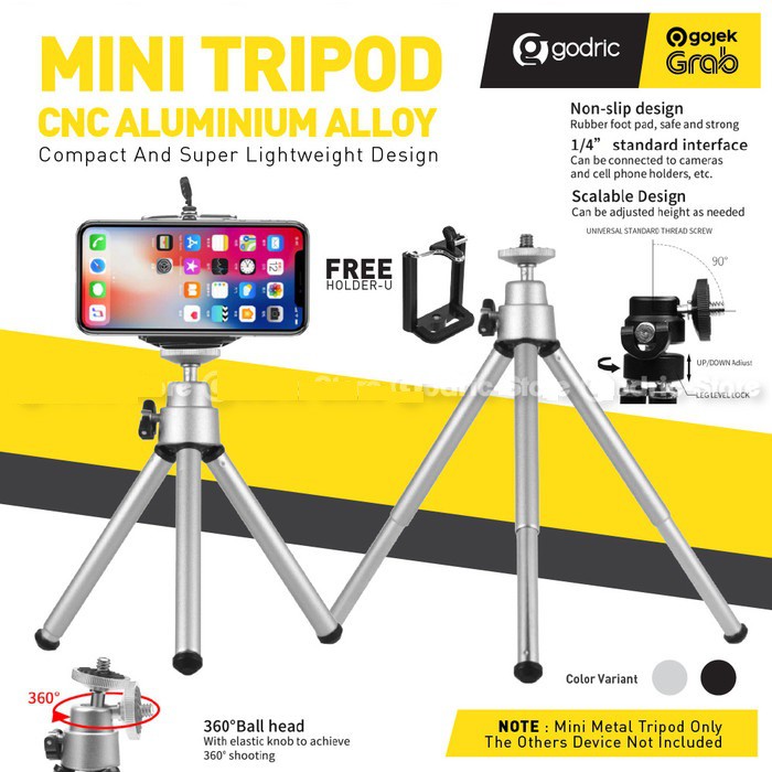 Mini Tripod Alloy HP 2-Section with Holder U Universal Smartphone