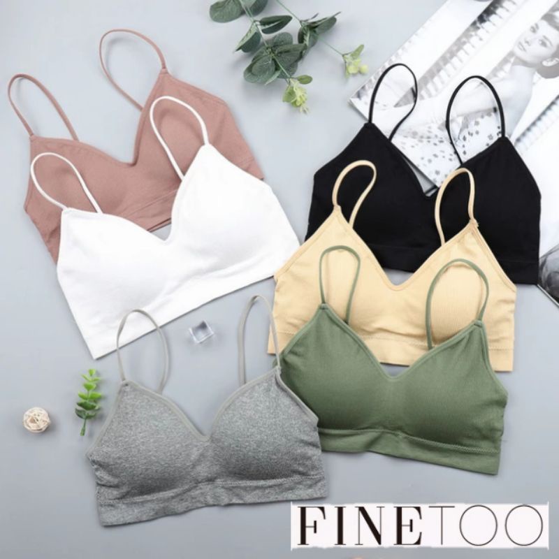 FINETOO FT02 Sport Bra Busa Tanpa Kawat Tali Kecil 9 Warna Push Up Gym Fitness Jogging Yoga Pakaian Dalam