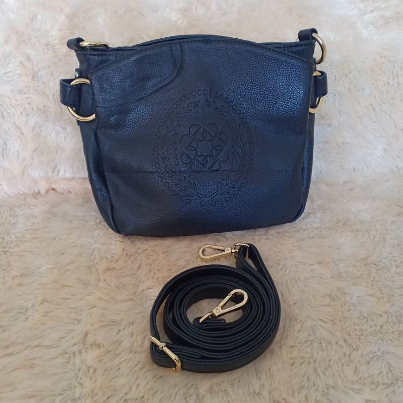 tas selempang wanita hitam elegance cewek mewah black kulit pu leather good quality sling bag