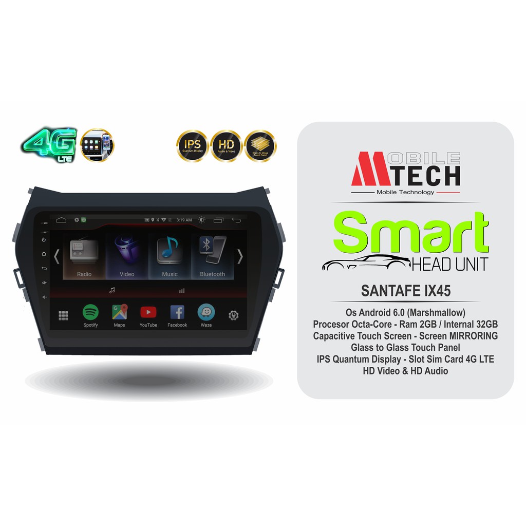 Mtech Head Unit Android Hyundai Santa Fe 2013 2017