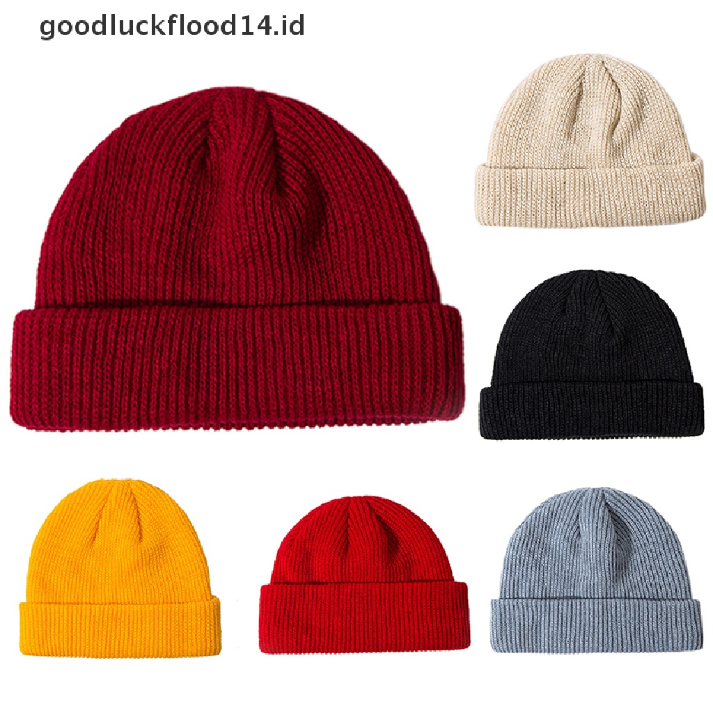 [OOID] Unisex Men Women Beanie Hat Warm Ribbed Winter Turn Ski Fisherman Hat Fashion ID