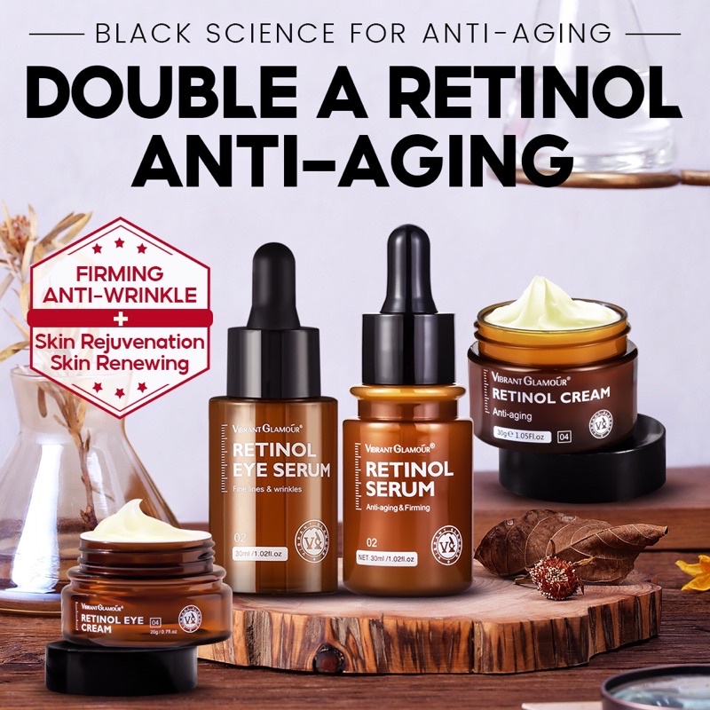 Paket Vibrant Glamour Retinol 4 pcs ( serum wajah, serum mata, krim mata, krim wajah)