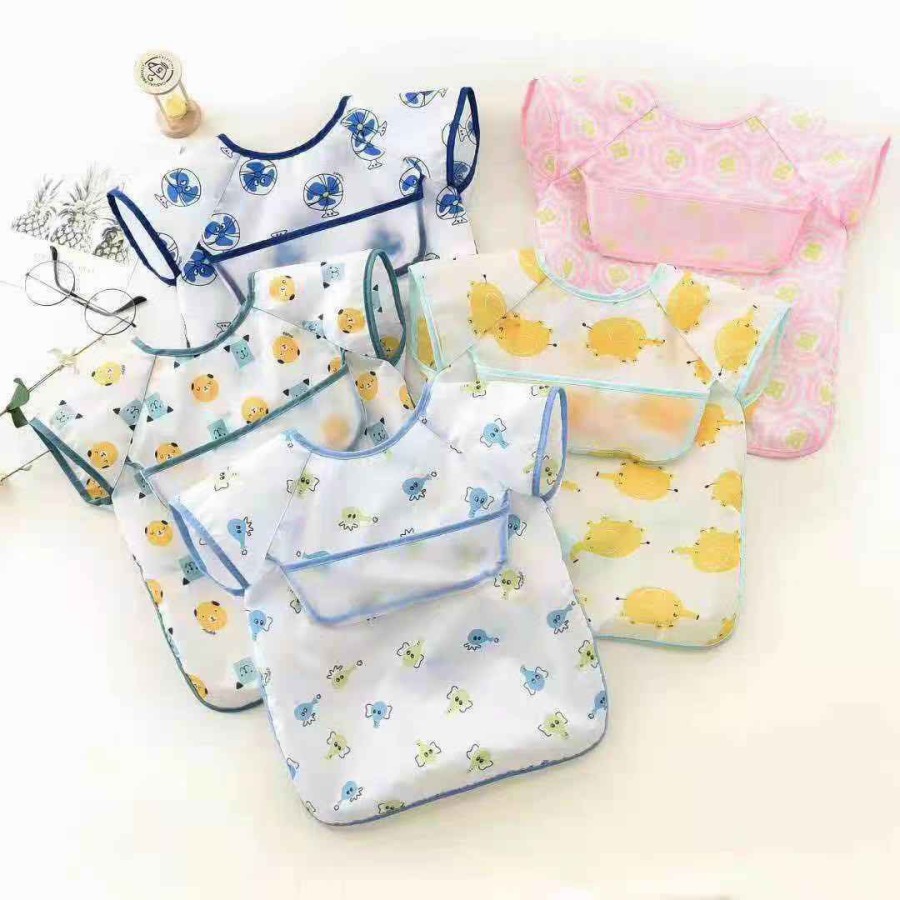 celemek bayi lengan pendek dengan kantong waterproof