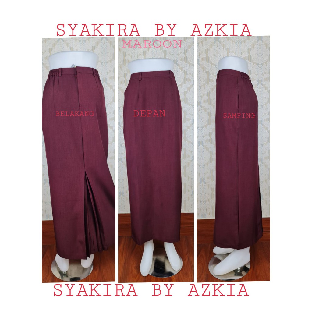 Rok Span Syakira warna kuning-merah-Cokelat tua, Hitam, Putih, Dongker, Maroon-Rok Kerja-Rok Kantor-Rok panjang-rok wanita