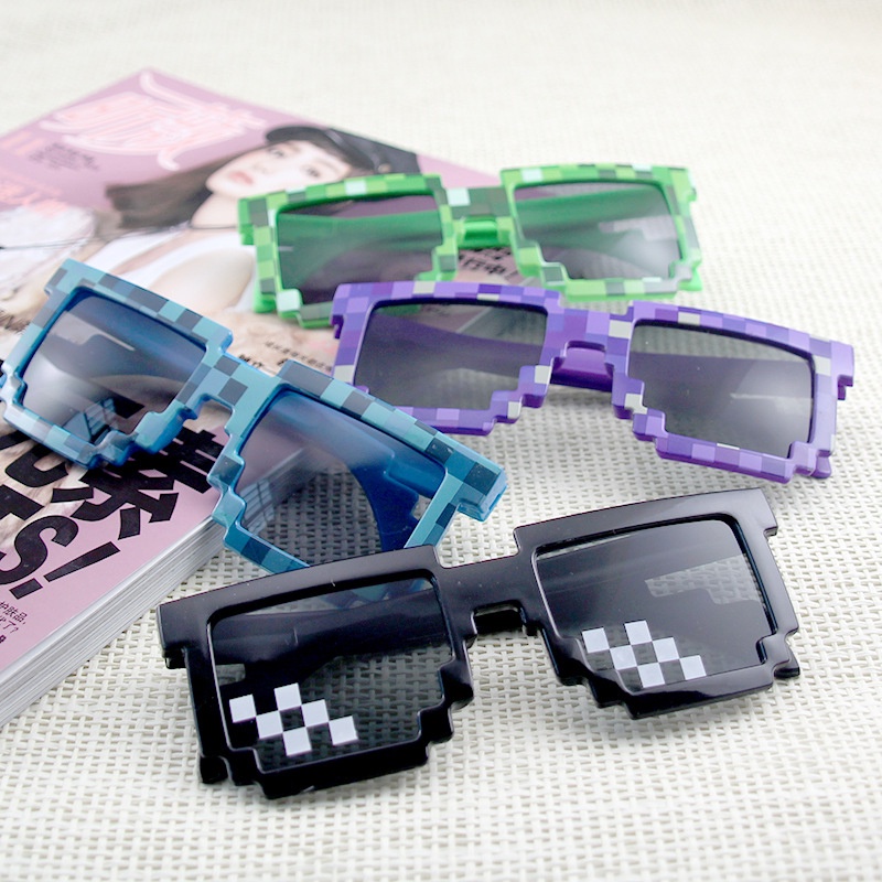 Kacamata anak Retro Pixel Lattice Kacamata Mosaik Sunglass Kepribadian Kacamata Tren Kreatif - SG