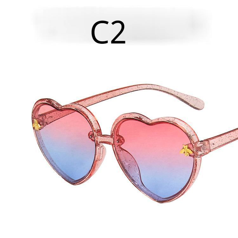 【YUZHU】COD Glitter Cinta Bentuk Bingkai Kartun Bee Sunglasses untuk Anak